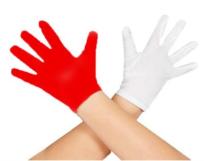 Gösteriler İçin 1 Çift Kırmızı Beyaz Pandomim Eldiveni Çocuk Boy (3936)