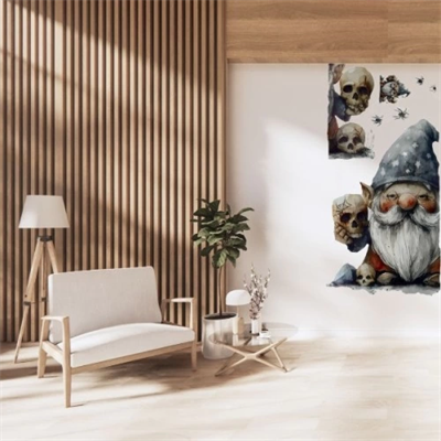 Gotik Cüce ve Kafatası Halloween Duvar Sticker Seti