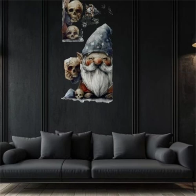 Gotik Cüce ve Kafatası Halloween Duvar Sticker Seti