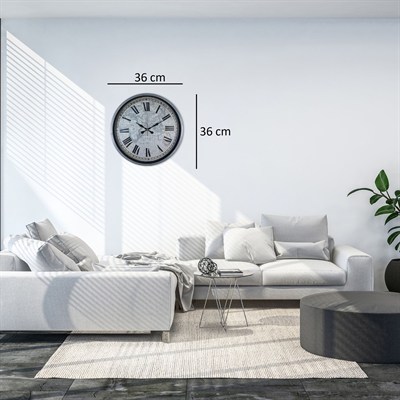 Gri 36 Cm Atlas Modern Tasarım Duvar Saati