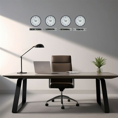 Gri 4’lü 36 Cm Tabelalı Dünya Saatleri