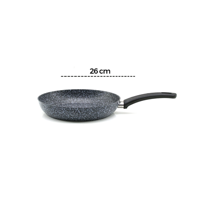 Gri 7 Parça Granit Tencere - Tava Seti 20-24cm Derin - 27cm Basık Cam Kapak Tencere - 26cm Tava Bx40