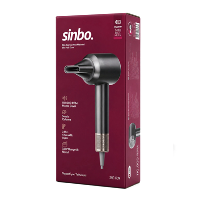 Gri Bldc Turbo Motor Saç Kurutma - Şekil Makinesi 1500w 3-kdm.hız 4-kdm.ısıayar=sıcak-ılık-hafif-soğuk Shd-1739 Bx40