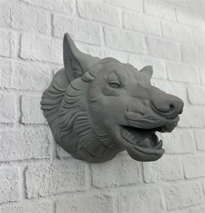Gri Kurt Duvar Biblosu Güçlü Detaylı Dekoratif Tasarım 25x19 cm