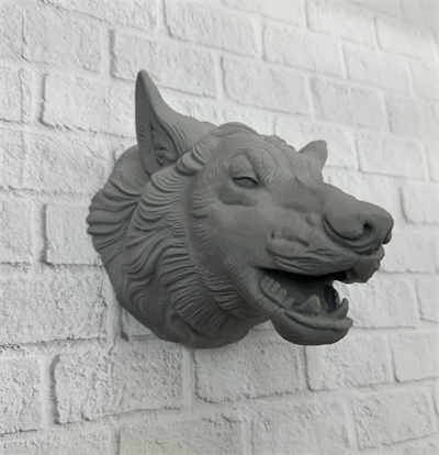 Gri Kurt Duvar Dekoru Asılabilir Dekoratif Heykel Tasarım