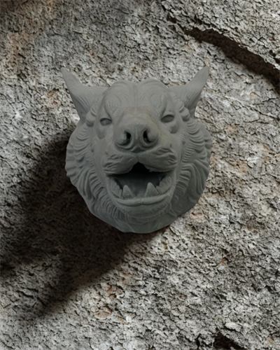 Gri Kurt Duvar Dekoru Asılabilir Dekoratif Heykel Tasarım