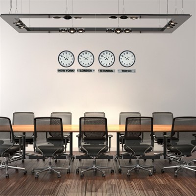 Gri Modern Seri 4’lü 36 Cm Tabelalı Dünya Saatleri