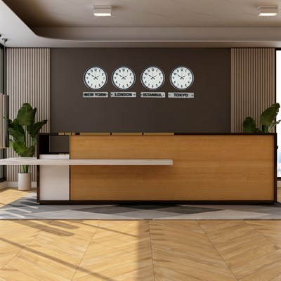 Gri Modern Seri 4’lü 36 Cm Tabelalı Dünya Saatleri