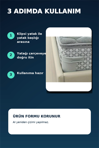 Gri Plastik Yatak Sabitleme Klipsi - Kaymaz Yatak Tutucu, Yatak Çerçevesine Sabitleme Aparatı