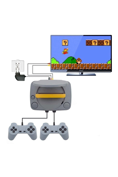 Gri Renkli 8 Bit Klasik Oyun Konsolu Retro TV Bağlantılı RCA Çıkışlı Kablolu Oyun Cihazı