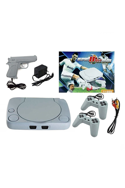 Gri Renkli 8 Bit Klasik Oyun Konsolu Retro TV Bağlantılı RCA Çıkışlı Kablolu Oyun Cihazı
