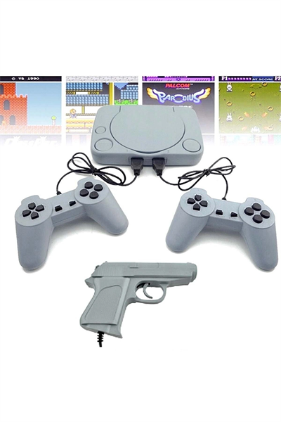 Gri Renkli 8 Bit Klasik Oyun Konsolu Retro TV Bağlantılı RCA Çıkışlı Kablolu Oyun Cihazı