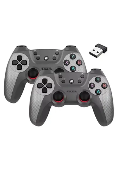 Gri bluetooth bağlantılı kablosuz gamepad 2 adet PC uyumlu garantisiz - Elektronik