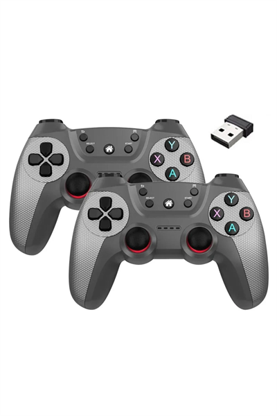 Gri bluetooth bağlantılı kablosuz gamepad 2 adet PC uyumlu garantisiz - Elektronik