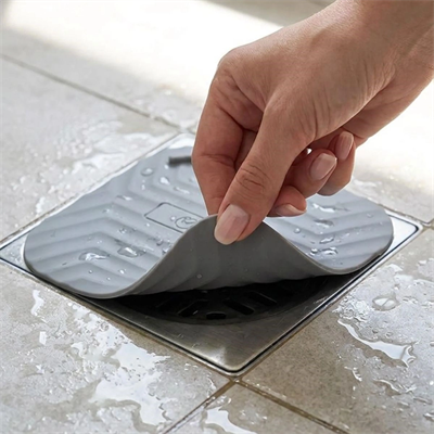 Gri kare Evye Gider Koku Önleyici Silikon Mat – Lavabo Süzgeç Ve Haşere Engelleyici Bx40