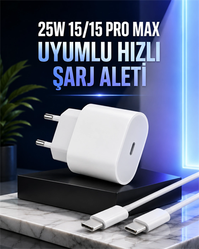 Güç Adaptörü ve Kablosu Şarj Aleti 15/15 Pro Max Uyumlu Hızlı Şarj