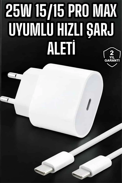 Güç Adaptörü ve Kablosu Şarj Aleti 15/15 Pro Max Uyumlu Hızlı Şarj