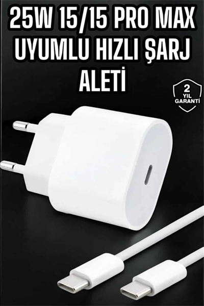 Güç Adaptörü ve Kablosu Şarj Aleti 15/15 Pro Max Uyumlu Hızlı Şarj