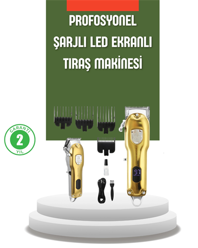 Güçlü Motorlu LCD Ekranlı Şarjlı Tıraş ve Şekillendirme Makinesi