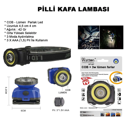 Güçlü Pilli Kafa Lambası Wt-607
