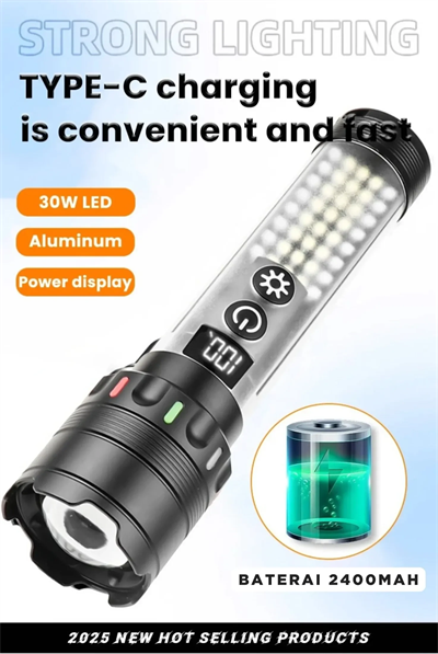Güçlü Taktik Led El Feneri Paweınuo Sdt53 – 3800lm, 35w, Yan Cob Aydınlatma Ve Type-c Şarj Özelliğine Sahip Bx40