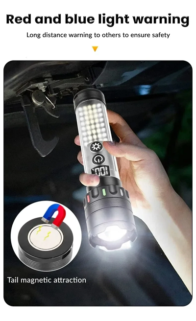 Güçlü Taktik Led El Feneri Paweınuo Sdt53 – 3800lm, 35w, Yan Cob Aydınlatma Ve Type-c Şarj Özelliğine Sahip Bx40