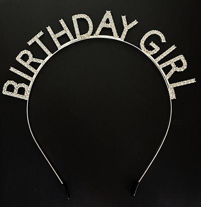 Gümüş Kristal Taşlı Birthday Girl Doğum Günü Tacı İthal Ürün A Kalite 17x16 cm (3936)