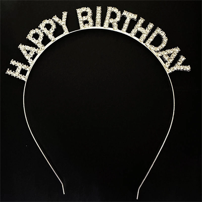 Gümüş Kristal Taşlı Happy Birthday Doğum Günü Tacı İthal Ürün A Kalite 17x16 Cm Bx40