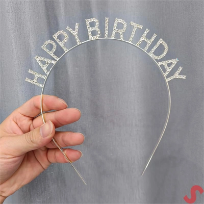 Gümüş Kristal Taşlı Happy Birthday Doğum Günü Tacı İthal Ürün A Kalite 17x16 Cm Bx40