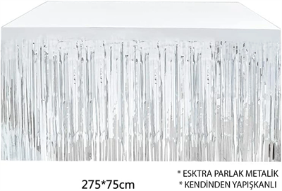 Gümüş Metalize Masa Eteği 275x75 Cm – Kendinden Yapışkanlı Bx40