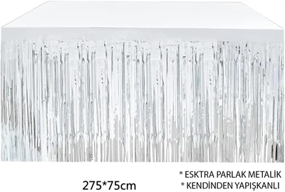 Gümüş Metalize Masa Eteği 275x75 cm – Kendinden Yapışkanlı