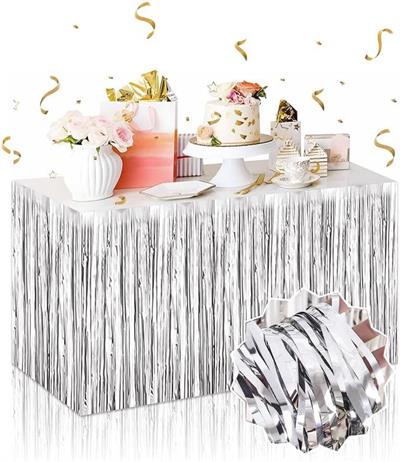 Gümüş Metalize Masa Eteği 275x75 cm – Kendinden Yapışkanlı (3936)