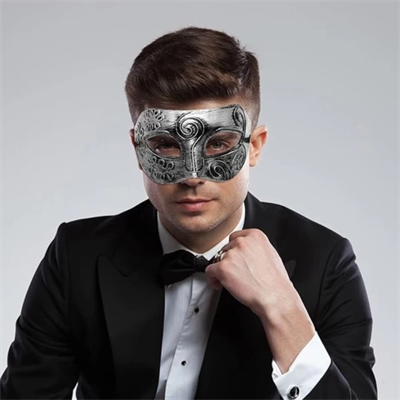 Gümüş Renk Antik Tarz Balo Maskesi