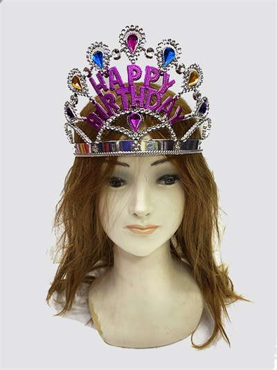 Gümüş Renk Happy Birthday Yazılı Doğum Günü Tacı 60 Cm Bx40