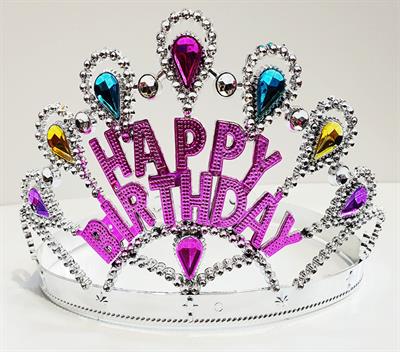 Gümüş Renk Happy Birthday Yazılı Doğum Günü Tacı 60 cm (3936)