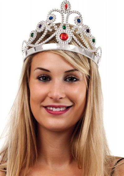 Gümüş Renk Plastik Prenses Tacı Kraliçe Tacı 60 cm (3936)