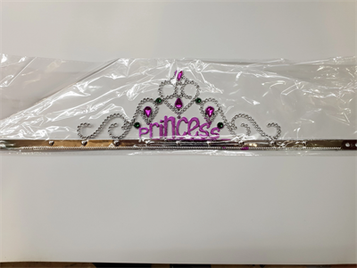 Gümüş Renk Prenses Yazılı Parti Tacı 60 Cm Bx40