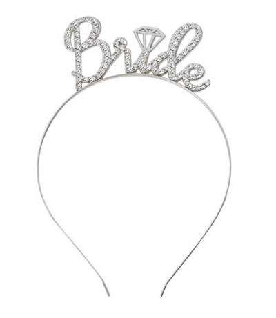 Gümüş Renkli Taşlı “Bride” Gelin Tacı