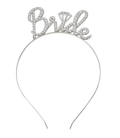 Gümüş Renkli Taşlı “bride” Gelin Tacı – El Yazısı Yazı Tipiyle Bx40