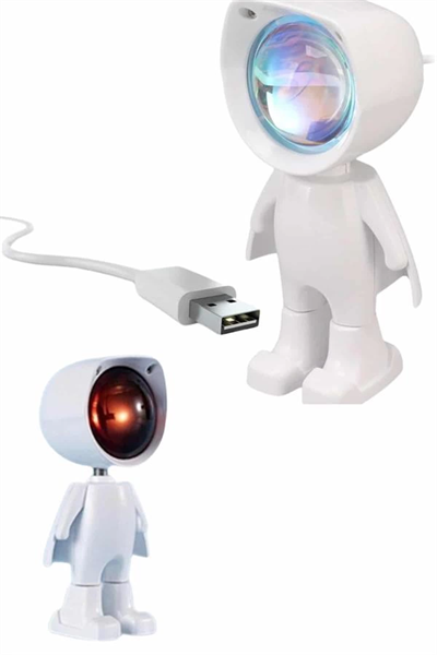 Gün Batımı Lambası Işık Arka Plan Projektör Sevimli Astronot Enerji Tasarruflu