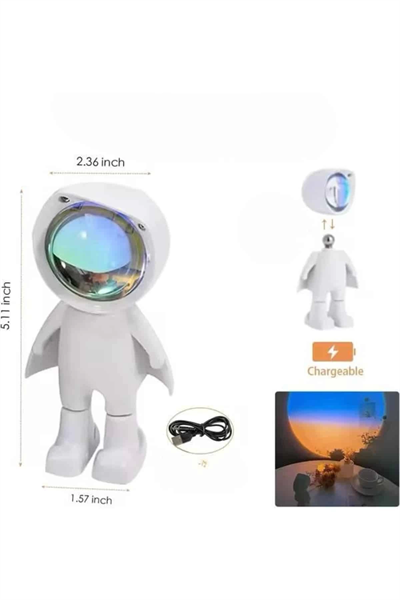 Gün Batımı Lambası Işık Arka Plan Projektör Sevimli Astronot Enerji Tasarruflu