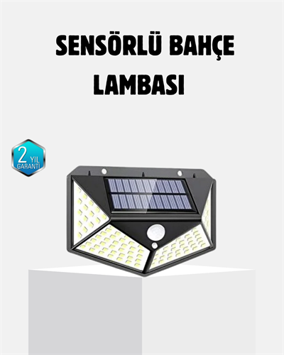 Güneş Enerjili 100 LED Dış Mekan Lamba Hareket Sensörlü, Uzun Süreli Şarj Solar Aydınlatma