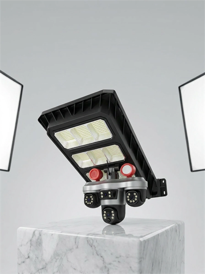 Güneş Enerjili 3 Lens Akıllı Güvenlik Kamerası LED Projektörlü Dış Mekan Koruma Sistemi