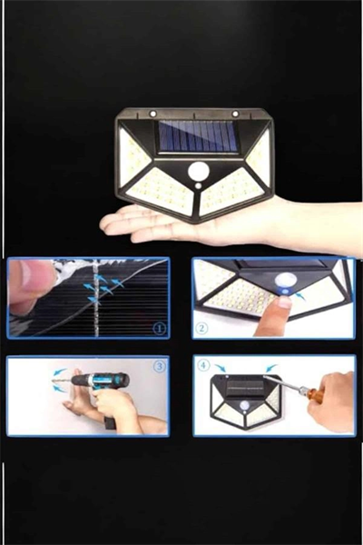 Güneş Enerjili Bahçe Aydınlatma Lambası Solar 100 Led Lamba