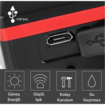 Güneş Enerjili Bisiklet Işıklı Korna