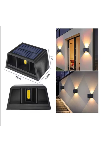 Güneş Enerjili Çift Yönlü Duvar Lambası - Bahçe ve Dış Mekan Aydınlatması