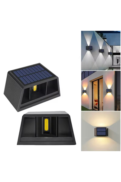 Güneş Enerjili Çift Yönlü Duvar Lambası - Bahçe ve Dış Mekan Aydınlatması