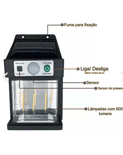 Güneş Enerjili Hareket Sensörlü Duvar Lambası