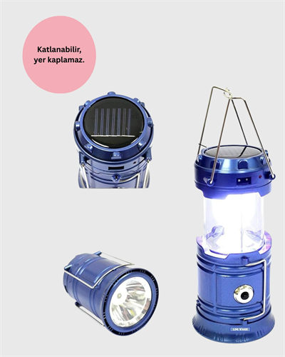Güneş Enerjili Katlanabilir Kamp Feneri – USB Şarjlı, Hafif ve Çok Fonksiyonlu