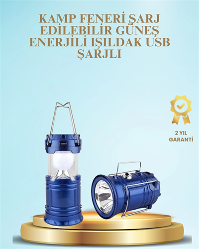Güneş Enerjili Kızaklı Şarjlı Büyük Boy Kamp Feneri – USB Çıkışlı, Katlanabilir, Çok Fonksiyonlu